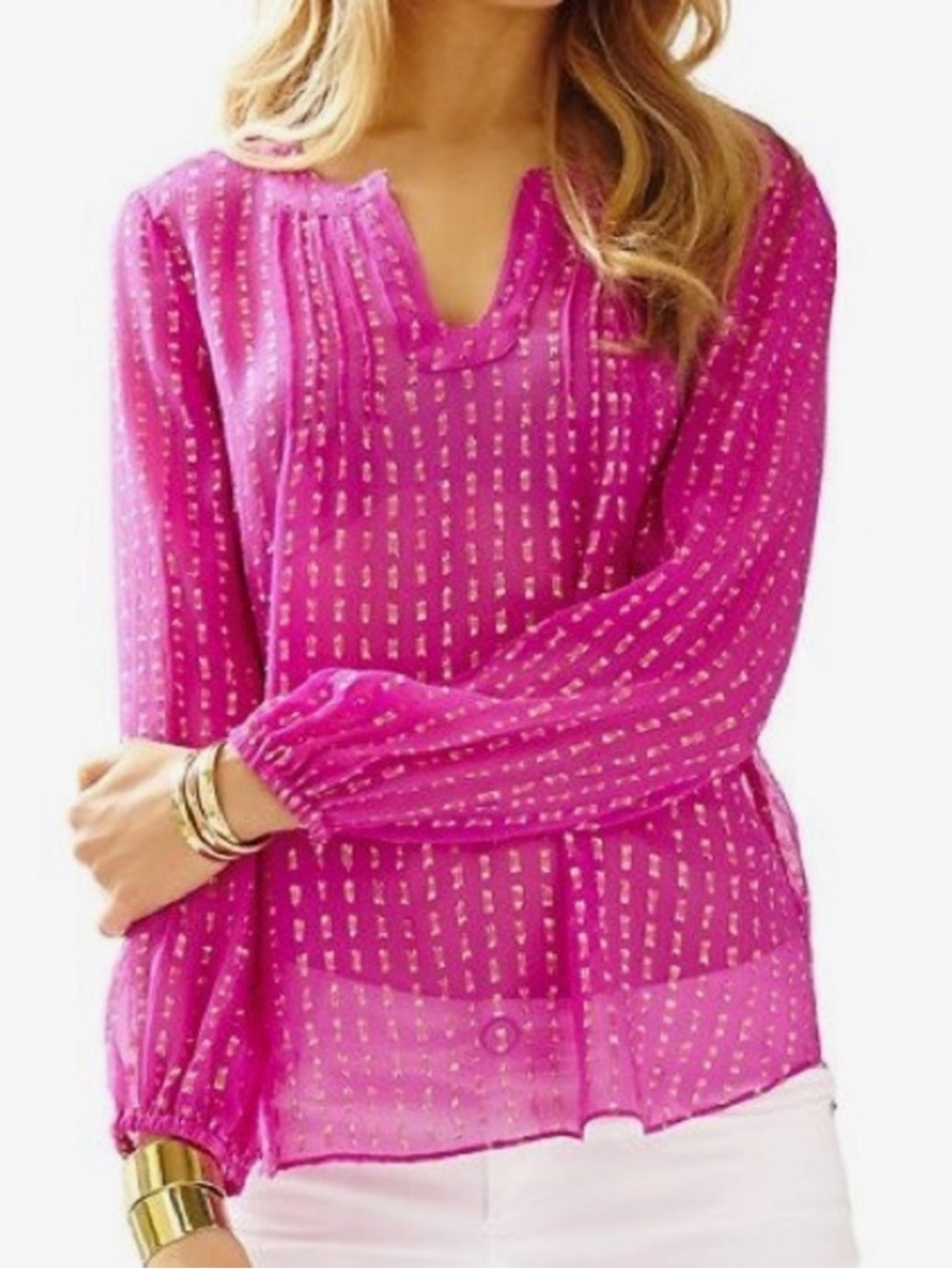 Lilly Pulitzer Colby Silk Blouse in Exotic Orchid (Fuchsia)